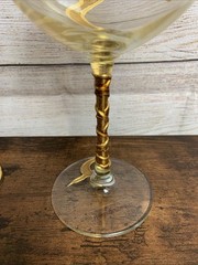 Set of 4 Art Glass Hand Gilded Painted in Italy Amedeo Wine & Flower 🌺 🍷