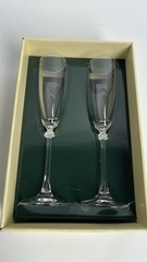 Lauren Ralph Lauren Latham Platinum Fluted Champagne Glasses Set of 2 in Box