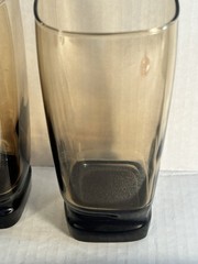 Vintage Libbey Carrington Smokey Topaz Square Highball Tumbler Kitchen Glasses