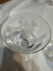 Tiffin Franciscan Persian Pheasant Etched Liquor Cocktail Glasses #17358 5”