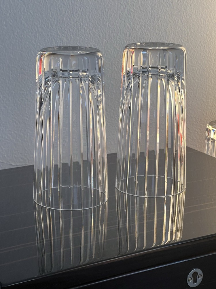 (2x Lot) Baccarat Harmonie Highball Tumbler Clear Crystal Glass 14cm 5.5”