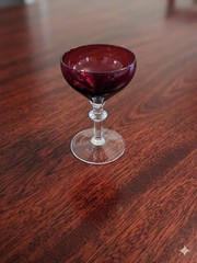 Vintage True Ruby Red Glass Liqueur Cordial Clear Knob Stem 4.25″