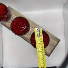Set Of 3 Vintage Anchor Hocking Red Boopie Footed Holiday Cordial Glasses 4.2”