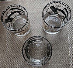 VINTAGE Whiskey Glasses 8 oz Set/3 Black Gold $$ American Express Diners Club
