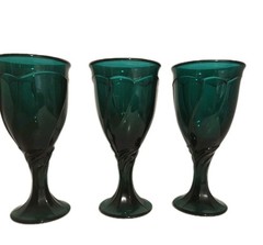 (3) Noritake Evergreen Sweet-Swirl Wine Glasses 7 3/8″ X 3 3/4″Dark Green Color!