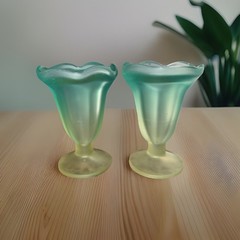 Set Of 2 Vintage Libbey Ka-Dinks Frosted Parfait IceCream Sundae Footed Glasses