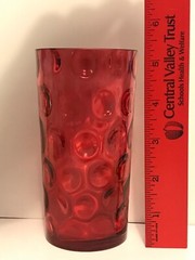 Victorian TALL Cranberry Coin Dot Tumbler = 5 3/8″ approx
