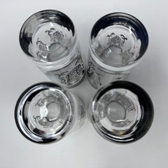 Vintage Kimiko Silver Rim Highball Glasses MCM Guardian Knight Shield Set of 4