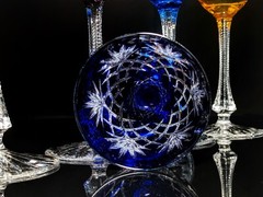 Faberge Odessa Colored Crystal Hock Glasses 8 7/8″ H