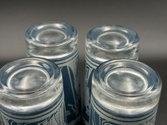 Vintage Mid-Century Greek Blue and White Glasses Set of 4 Tall Drinking Glass