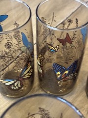 6 Libbey Tawny Garden Party Tumbler Butterfly Vntg Monarch glasses 1970’s Read
