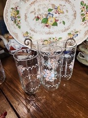 4 Vintage Newcor Corsage 5.1/4″ Glass Tumbler by Libbey Bouquet of Flowers