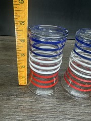 5 Vintage Anchor Hocking Red White and Blue Tumblers Glasses Patriotic July 4th