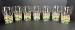 7 Petalware Pastel Bands Tumblers Corning Macbeth Evans Vintage 1930s