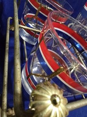 VTG MCM 6PC HARD TO FIND PATRIOTIC BAR SET W ICE BUCKET/HOLDER