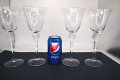Nice Set of 4 Crystal Golf Ball Design Stem Water/Wine Goblets 9 1/2″ x 4 1/8″