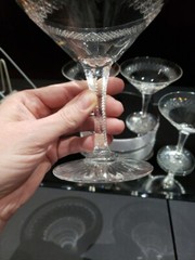 (4) Champagne Glasses American Brilliant Period Cut Glass Strawberry diamond