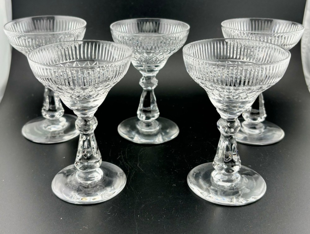 Vintage Cut Glass Cordial Glasses Set of 5