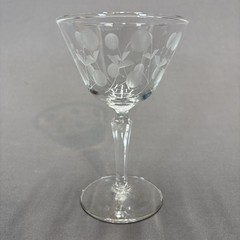 Libbey Carlton Dots Tall Sherbet Champagne Glass 6″ Set of 2 Gray Cut Stem #3001