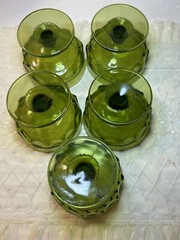 Vintage Set Of 5 Color Crown Green by COLONY Champagne/Tall Sherbet Glasses