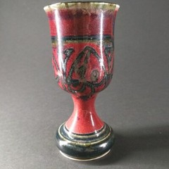Studio Art Pottery Clay Stoneware Wine Glass Goblet Unsigned Renaissance