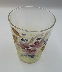 Victorian Art Glasses 3 7/8” Tumblers Hand Painted Floral – Set of 4