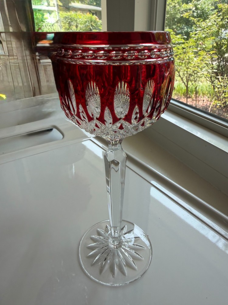 Retired Waterford Crystal Clarendon Ruby hock wine glass (one)