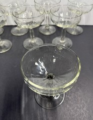Set Of 11 Vtg Ribbed Sherbet Stemware Champagne Coupe Cocktail Clear Glasses