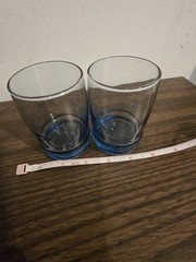 Vintage Blue Juice Drinking Glasses / Tumblers -Rare Color- Set of 2. Saturn