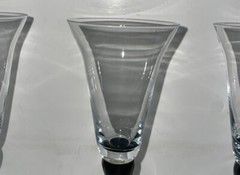 Monumental Forest Green Stem Set of (3) Wine Glasses Late 20th Century