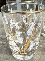 Vintage Libbey Gold Wheat Leaf Spray Glasses – Set of 8 MCM Gold-Rim Tumblers