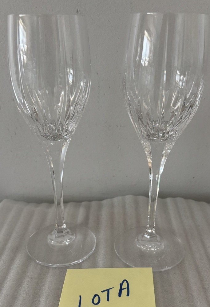 Set of 2 ARTIC LIGHTS Crystal WINE GLASSES by MIKASA Lead Crystal 9” L-A