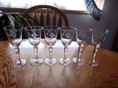 Wine Sherry Etched Cut Paneled 3 Oz – Set of 6