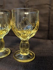 2 Vintage Tiffin Franciscan Cabaret 5.5″ cornsilk yellow wine goblets glasses