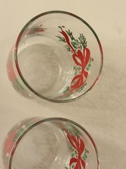Vintage Libbey Christmas Glasses Set of 3 10oz Rocks Tumbler Red Bow Pine 4″