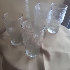 5 Vintage Glacier Clear Indiana Glass IIttala Style Highball Tumbler 5 5/8″