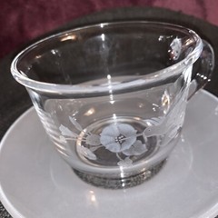 Vintage Cup Over 24% Lead, Hummingbird And Morning Glorys. Approx. 3.5” Diameter