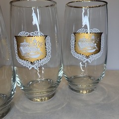 (5) Vintage Libbey Apothecary Pharmacy Rx Gold Trim Drinking Glasses Tumblers