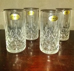 Block Full Lead Crystal Highball Glass.24% Lead Crystal Olympic Pattern