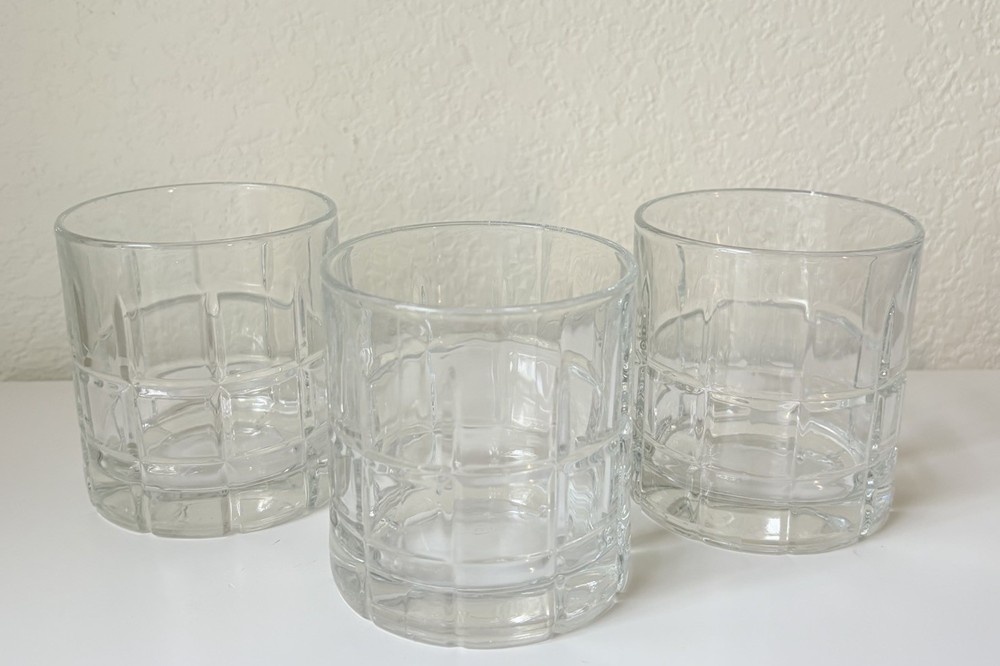 (3) Anchor Hocking Clear Manchester Tartan 8 Oz Old Fashioned Rocks Glasses