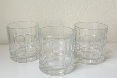 (3) Anchor Hocking Clear Manchester Tartan 8 Oz Old Fashioned Rocks Glasses