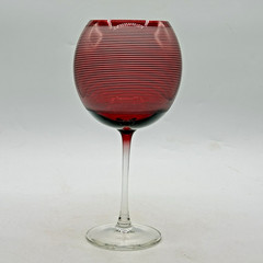 Set of 4 Mikasa Cheers Ruby Etched Balloon Red Wine Glasses 9” France Excellent
