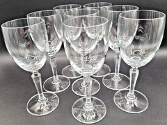 RARE 8 Lenox Decor Wine Glasses 7″ Fine Crystal Multisided Tapered Stem EUC