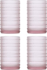 Chic 4-Piece Beaded Hobnail Iced Beverage Glass Set – Reusable & Dishwasher Safe