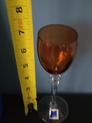 G A CRYSTAL ITALIAN WINE GOBLETS Small Glasses Amber and Clear set in box