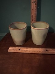 Vintage Pair Of Frankoma Prairie Green Tumblers 3.5 Inches High 5LC