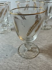 6 VTG Libby Gold Wheat Pattern Wine Goblets