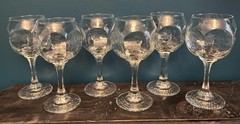 6 MCM-Brutalist Vtg Libbey Chivalry Clear Hock Wine Goblets Six Panel ~ Rare 6”