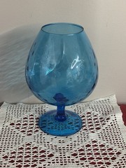 Blue Large Decorative Glass Stemmed Brandy Shape