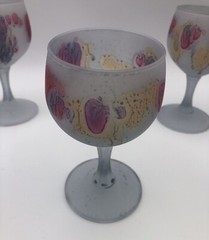 VTG Set of 5 Rueven Nouveau Art Cordial Glasses Water Color Satin Finish Mint 